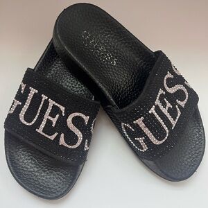 Guess Kids Rhinestone Slide Sandals – Size 13 – Black – Sparkly Logo